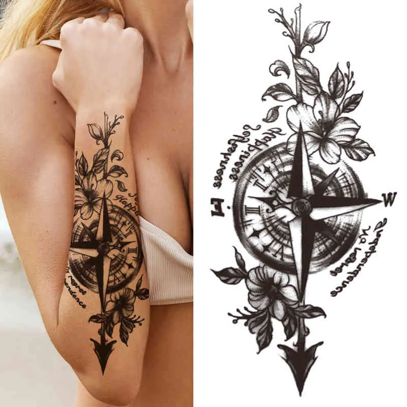 NXY Tatouage Temporaire Lily Chaînes Fleur s pour Femmes Fille Noir Papillon Dream Catcher Autocollant Faux Rose Sexy Tatoos Dos Corps 0330