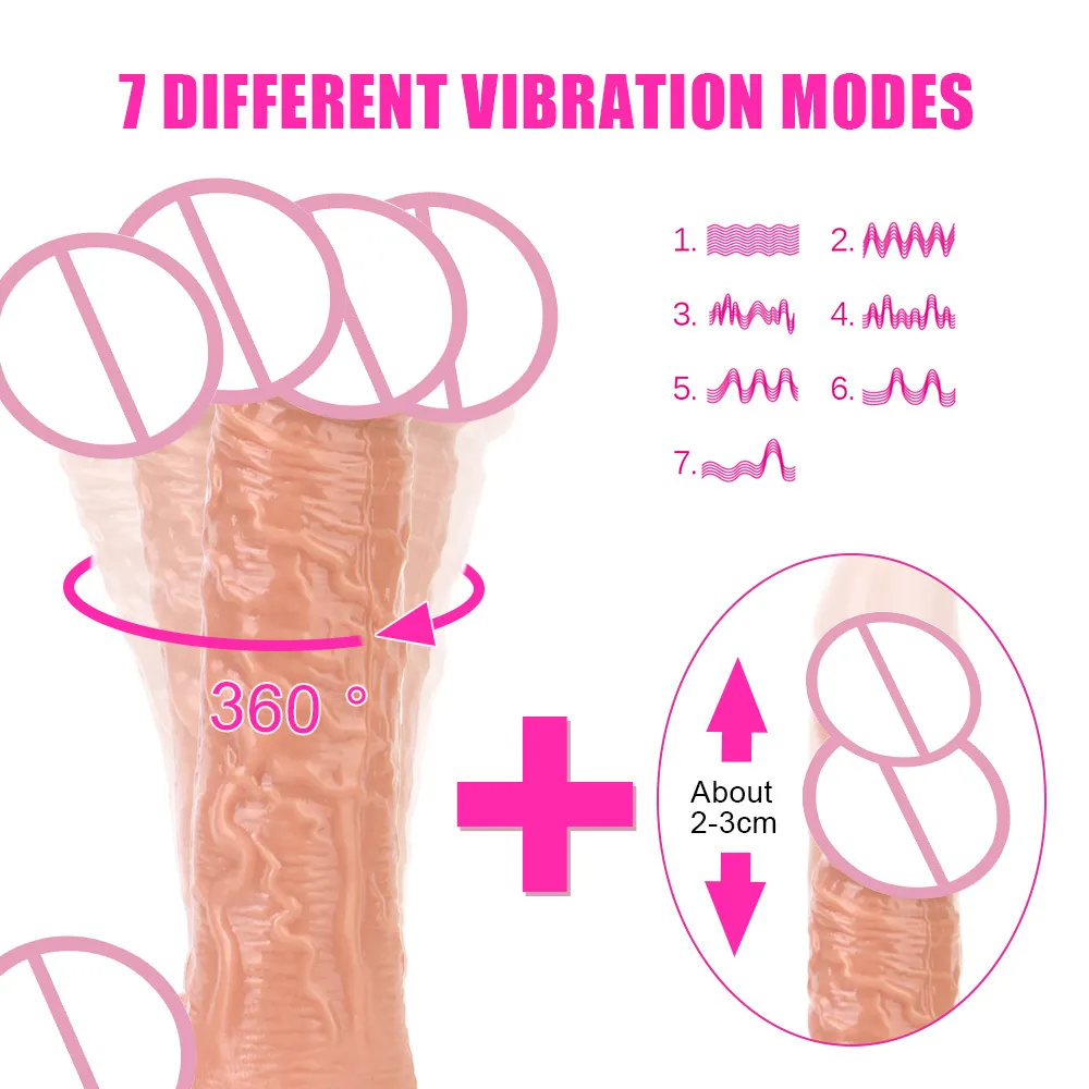 Big Dick Remote Control Realistic Penis Vibrator Heating Tryckdildo för kvinnlig kvinnlig onani Sexiga leksaker Lesbiska
