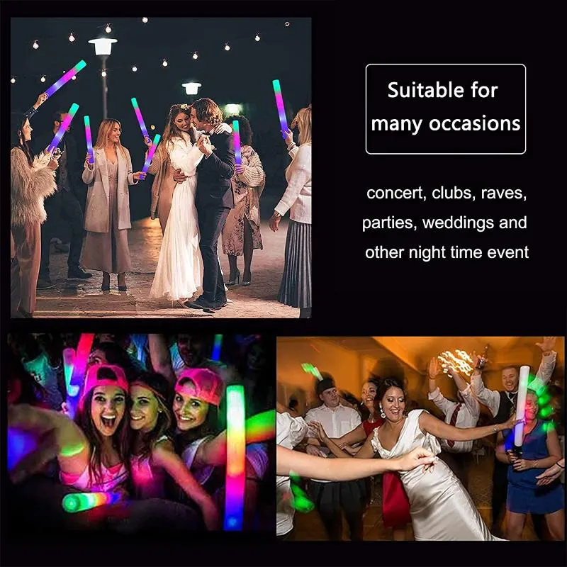 Decoração de festa luz branca brilho varas LED espuma cheer batons piscando efeito no casamento escuro suprimentos festa2265
