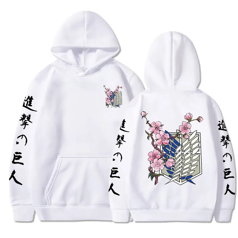 Japanese Anime Graphic Hoodies Men Attack on Titan Pullover Sweatshirt Unisex Male 220715