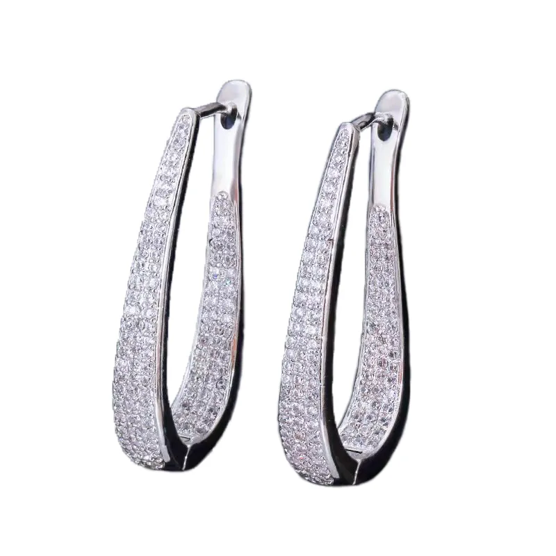 Fashion Charm Hoop U designer oorbellen sieraden Zuid-Amerikaanse Witte Roos AAA Zirkonia Koper 18k Goud Zilver Diamanten Oorbel324r