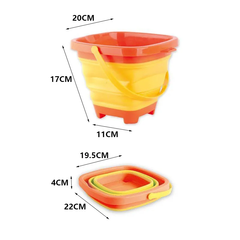 Summer Colling Bucket Compact 2 litros Silicone portátil dobrável Kids Beach Play Sand Game Water Toys Outdoor 220715