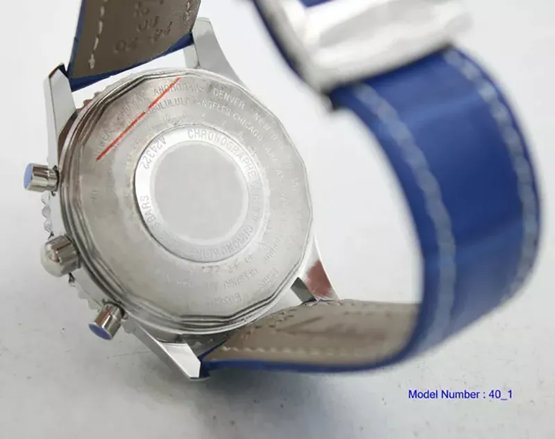 Роскошные дизайнерские мужские часы с кварцевым механизмом и хронографом, корпус из нержавеющей стали, синий кожаный ремешок, складная застежка, мужские часы Wr284M