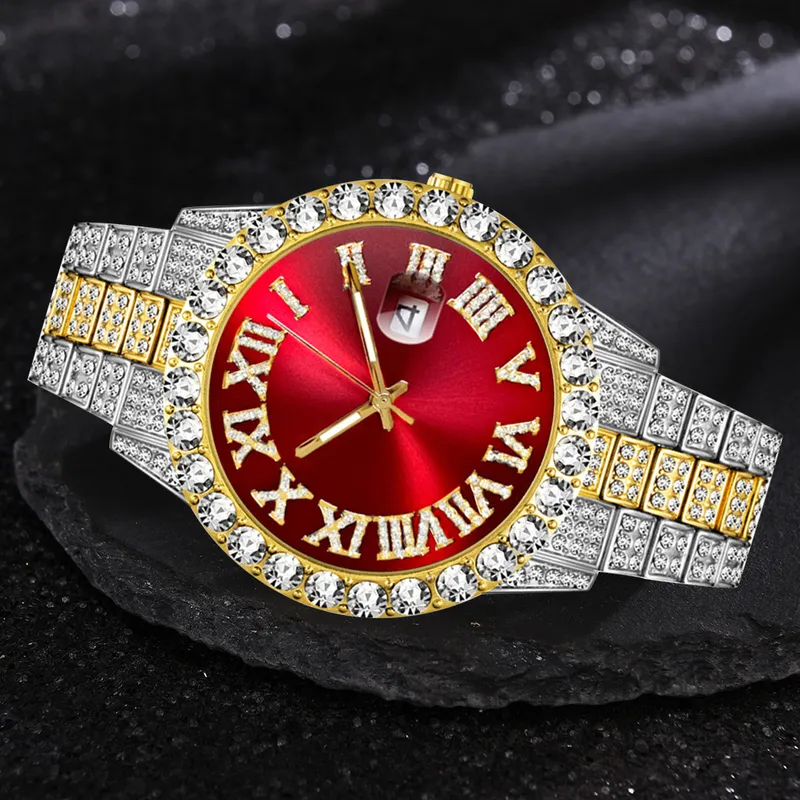 Iced Out Watch Men Luxury Brand Full Diamond Mens Watches AAA CZ Quartz Men's Watch Waterproof Hip Hop Male Clock Gift For Me3032