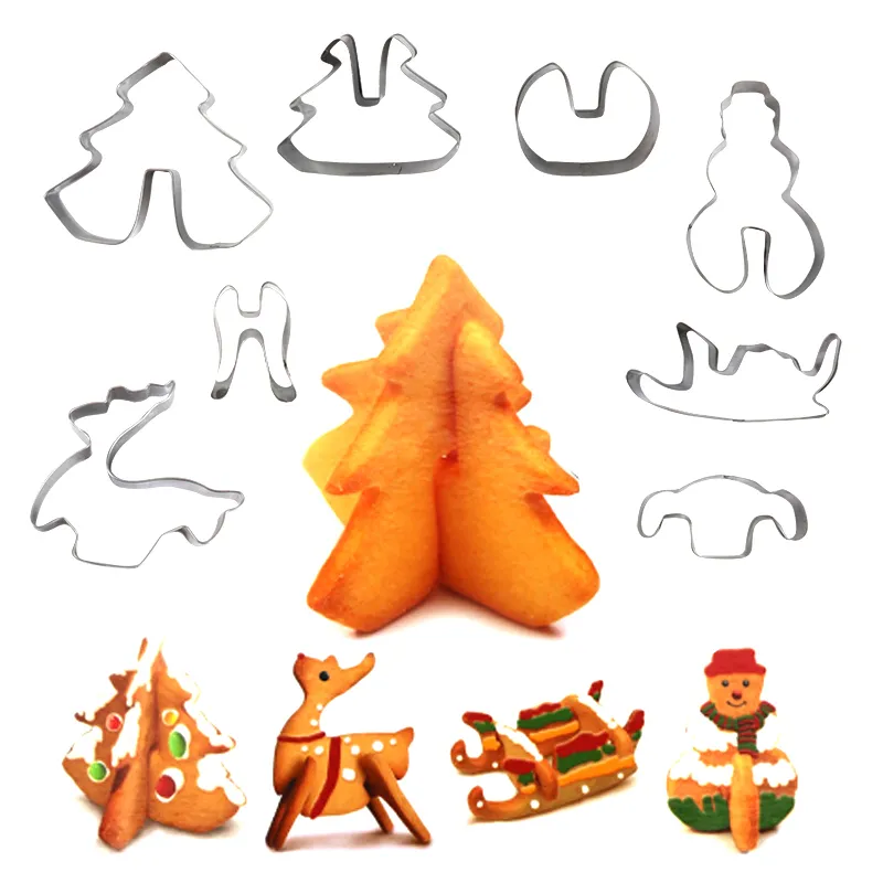 Christmas Tree Cookie Cutter Mold Stars Shape Fondant Cake Biscuit Cutter 3D Cake Decorating Tools Xmas Baking Moulds Navidad 220815