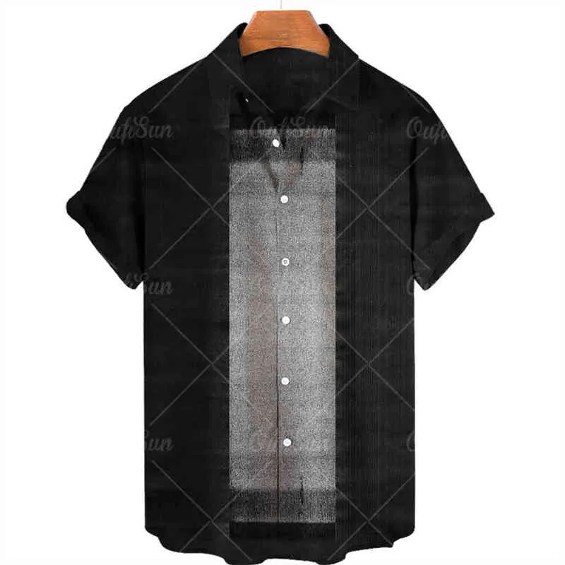 2022 Лето модная отпуск мужской мужской с коротким рукавом на гавайской рубашке повседневная отворотная уличная рубашка мужская мода мода свободная топ G220511