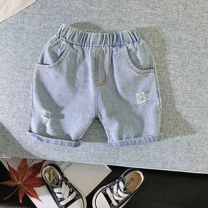Sommar nyfödda pojkar flickor kläder kläder set pullover lös t-shirt denim shorts kostymer för baby 1: a födelsedagskläder set g220509