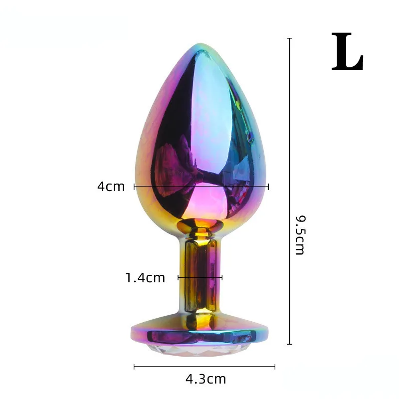 Massage Rose Gold Regenbogen Herz Form Kristall Metall Anal Perlen Butt Plug Schmuck Arsch Kleine Mittlere Größe Set Sex Spielzeug für Weiblich Männlich M-21