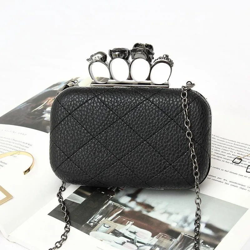 Torby wieczorowe Wzór Lichee Pu Kobiety Torka torebki Knuckle Pierścienie Kolejna Party Party Bride Day Clutch Sain Bageve317e