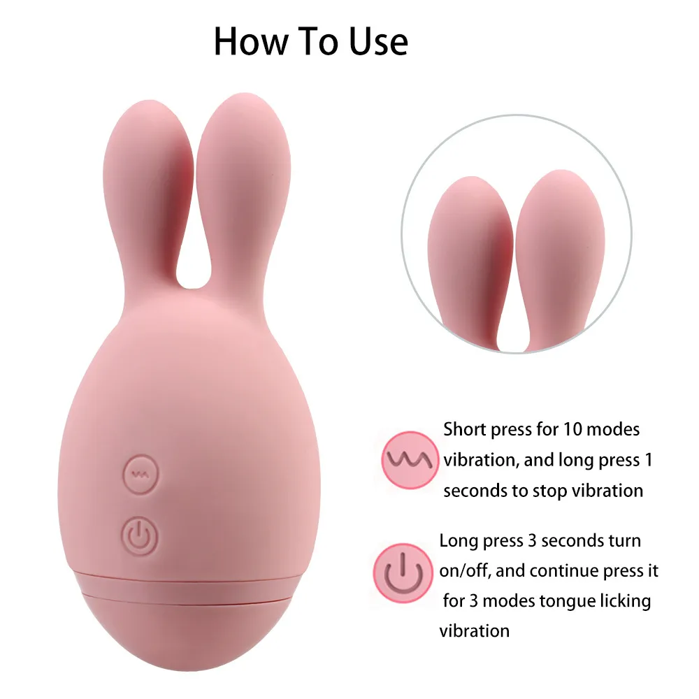 2 in 1 Rabbit Vibrators Nipple Vagina Massage Clitoris Stimulator Female Masturbator Powerful Tongue Licking Vibrator