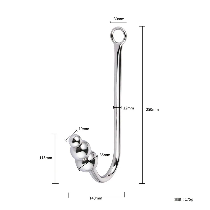 BDSM Aço Inoxidável Anal Gancho Prostato Massagem Massagem Pure Metal Penis Estimulador Plug Dildo Sexy Brinquedos