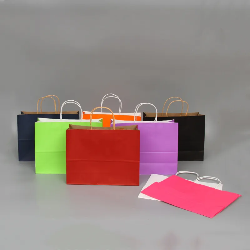 100 pièceslot personnalisé impression sac en papier kraft sacs-cadeaux recyclables pour l'emballage des cadeaux de mariage cadeaux GB04 220704