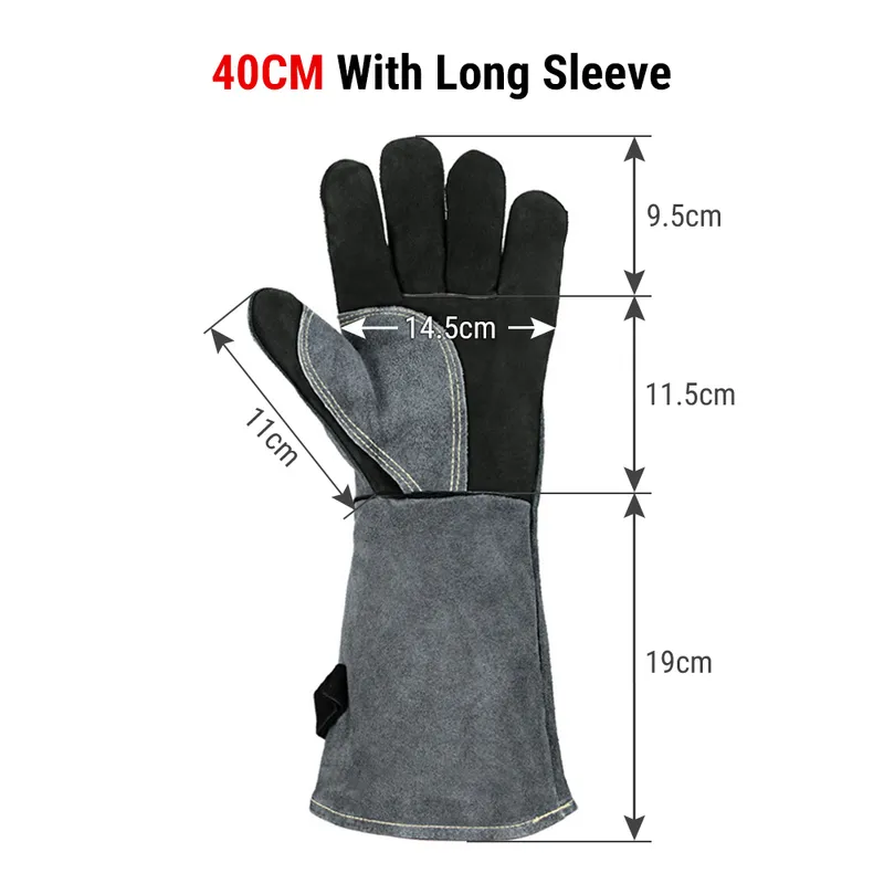 ThermoPro GL02 500 Heat Resistant Grill BBQ Gloves Leather Forge Welding Glove 40CM with Long Sleeve Microwave oven Mitts 220510