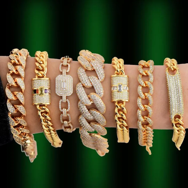 Bracelet de luxe à maillons épais pour femmes, mariage, cristal cubique cubique, CZ, bijoux de fête de Dubaï, 2022Bangle BangleBangle3021