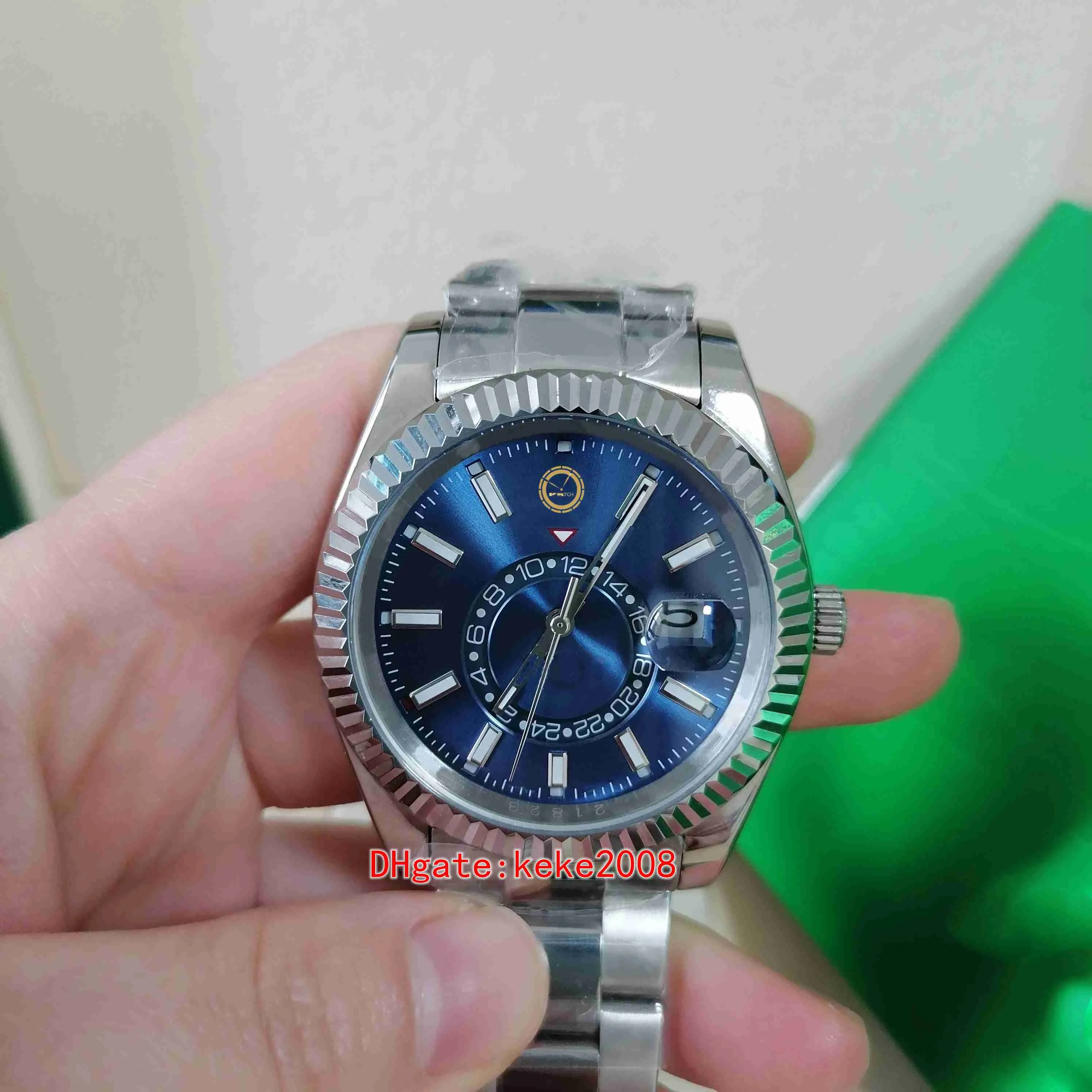 Excellent High quality men watch Wristwatches 326934 42mm Stainless Steel Blue Dial Luminescent Automatic Mechanical Mens Topselli186O