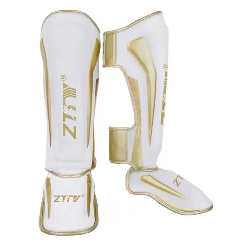 ZTTY Parastinchi da boxe più spessi Protezione in pelle PU Leggings Attrezzatura Arti marziali Muay Thai Gamba Taekwondo Protezioni caviglia 220728