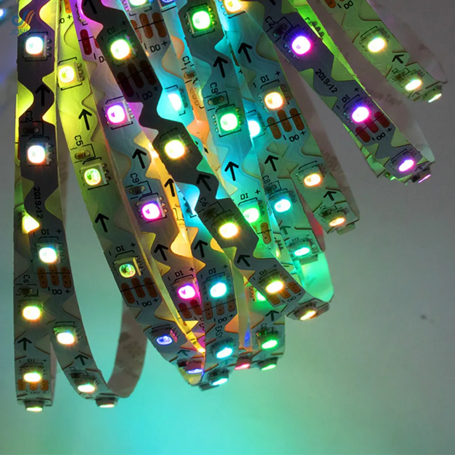 6mm s Shape DC5V 1M WS 2812B LED-remsa Pixel Light Inbyggd 2812 IC RGB Nej Vattentät 5050 30 / 60LSTS FÖR TV BAKGRUND