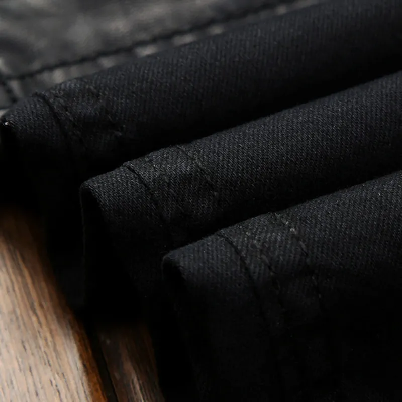 Герсри Черный молния пэчворк прямой плюс размер джинсы мужские брендовые дизайн джинсовые штаны 220328
