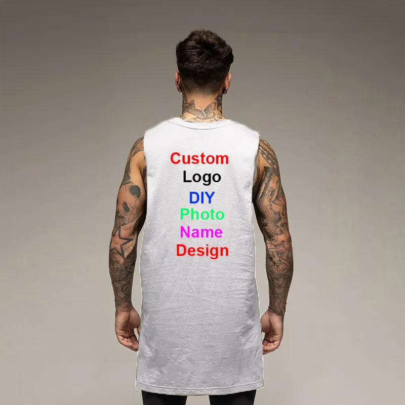 Po Name DIY Customized Mens Cotton Fitness Clothing Gym Stringer Tank Top Men Bodybuilding Vest Workout Sleeveless Shirt 220607
