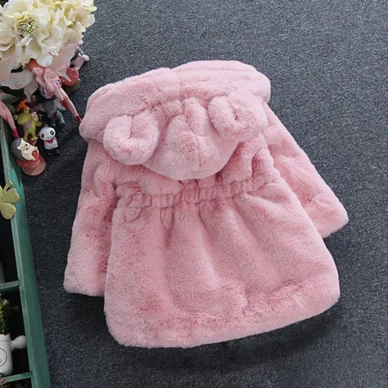 Vestes bébé filles chaud manteaux d'hiver épais fausse fourrure mode enfants veste à capuche manteau pour fille vêtements d'extérieur enfants vêtements 2 3 4 6 7 ans 220826