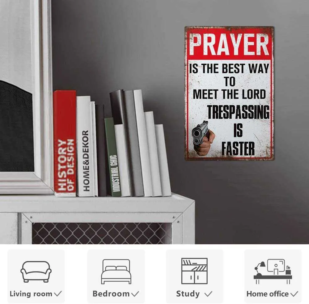 Prayer Sign, Retro Funny Aluminum Metal Wall Sign for Indoor, Outdoor, Home, Bar, Club, 12x8 Inches Easy Mounting - is The Best