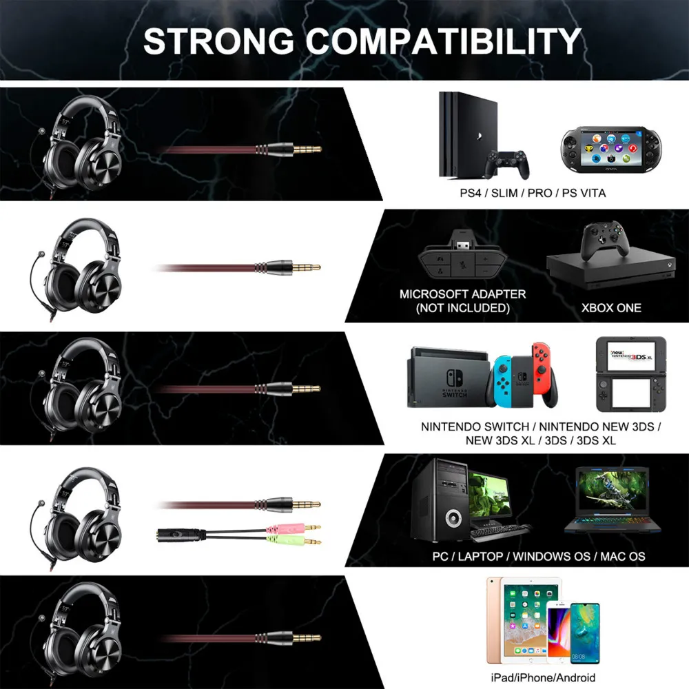 A71 Gaming kulaklık stüdyosu DJ Kulaklık Stereo, PC PS4 Xbox One Gamer için mikrofon ile kulak kablolu kulaklık üzerinde