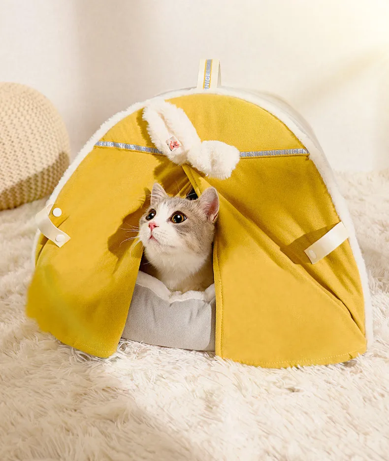 HOOPET Winter Cat Tent Warm Bed for s Sleeping Removable Thick Cushion Dog Sofa Nest House Pet Supplies 220323