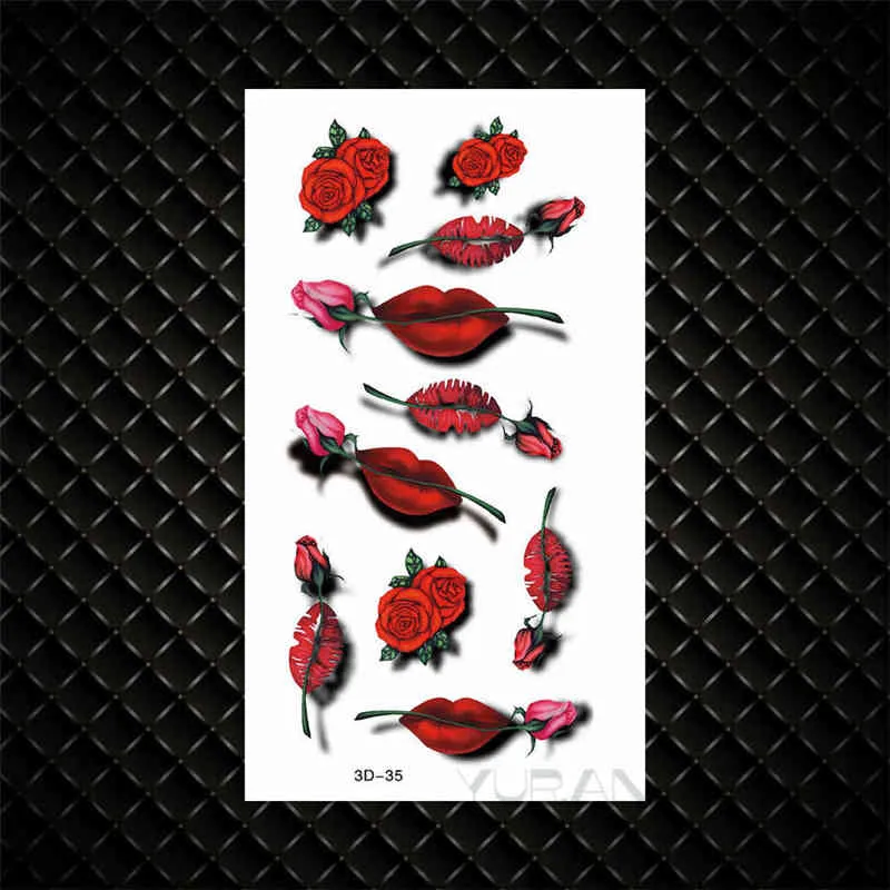 NXY Tatuagem Temporária Novo Vívido 3D Vermelho Lip Cherry Morango Design Flash Adesivo Homens Mulheres Corpo Art Falso G3D33 0330