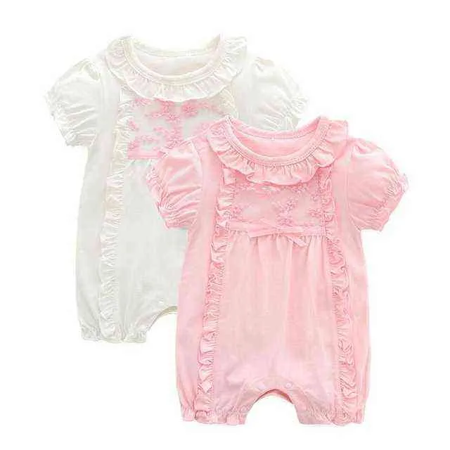 Yeni doğan bebek yaz kız giysileri 0-3 bebek kıyafetleri tulum ropa bebe bebe bebe yeni doğan romper prenses vaftiz vaftiz partisi g220510