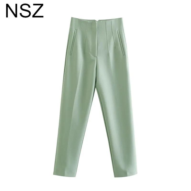 NSZ Dames Solid Office Lady Harem Broek Hoge Taille Werkpak Chic Elegant Mode Broek Potlood 220325