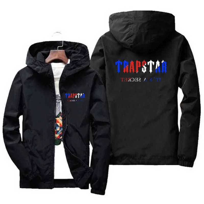 Chaqueta para hombre Chaqueta superior Moda para hombre Ropa al aire libre Divertida rompevientos con capucha Abrigo fino con capucha TRAPSTAR Y220803