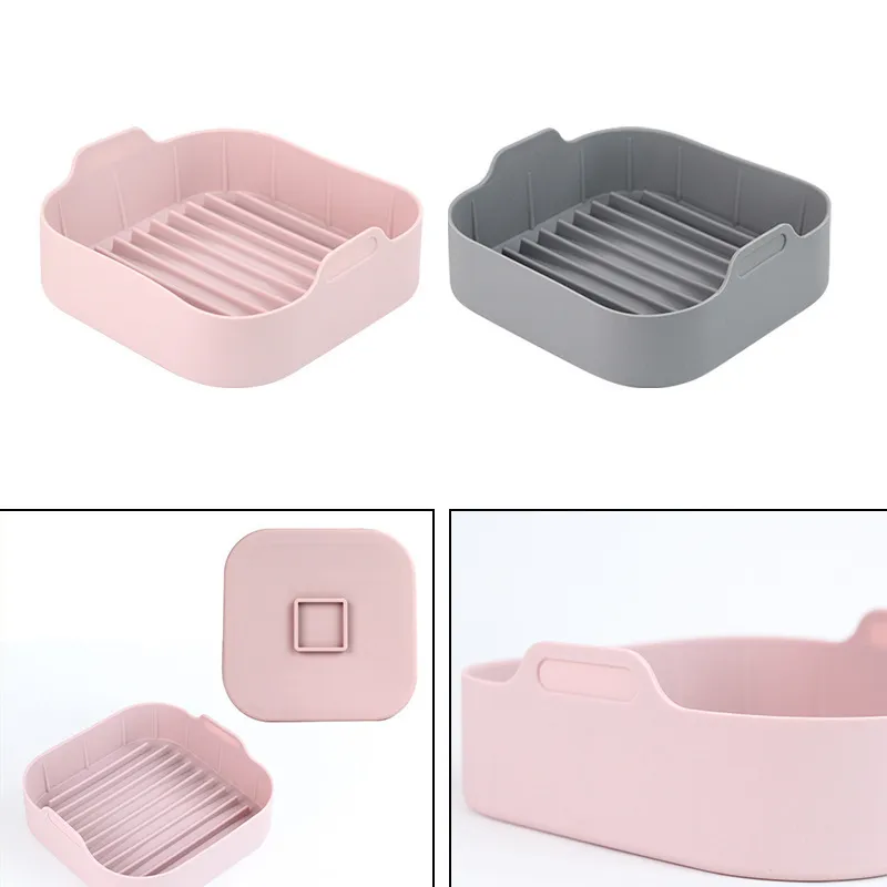 Pot en silicone pour Airfryer Accessoires de friteuse à air réutilisables Panier de cuisson Plaque à pizza Grill Cuisine Gâteau Outils de cuisson 220809