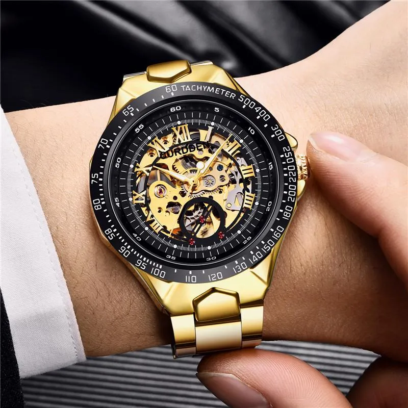 Relógios de pulso masculino aço inoxidável relógio automático Top Top Mechanical Tourbillon Watchwatch Business Steelwristwatches stristwatch 230a