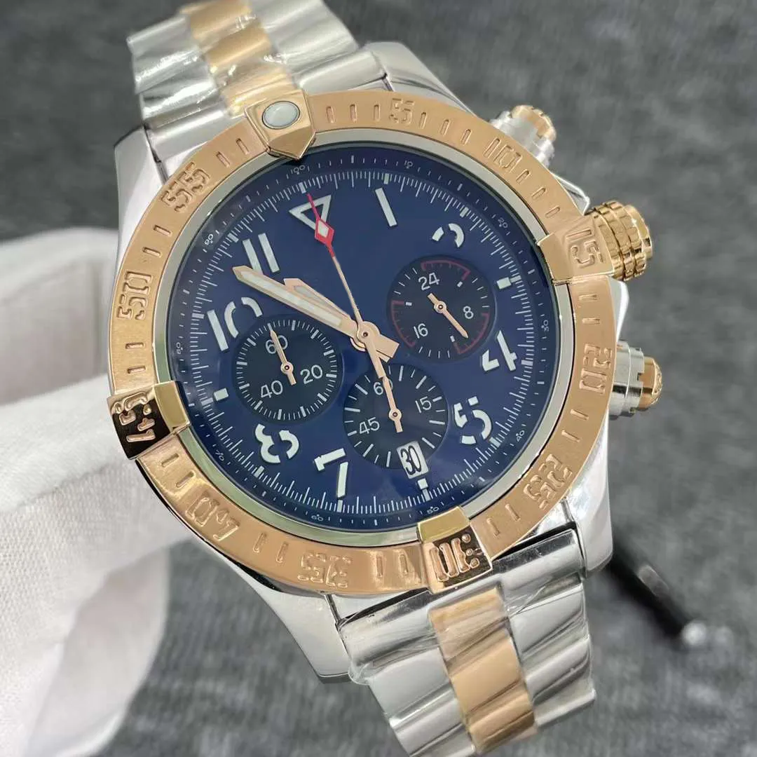 Роскошные мужские часы с синим циферблатом, японский кварцевый хронограф Super VK, 45 мм, Avenger Hurricane, SEA1884, корпус с ремешком из нержавеющей стали Hardlex Gl2869