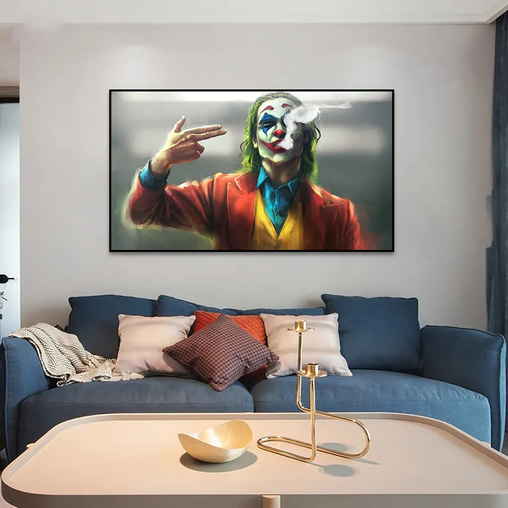 ジョーカー喫煙ポスターとプリントグラフィティアートクリエイティブ映画油絵キャンバス壁アート画像リビングルームの装飾