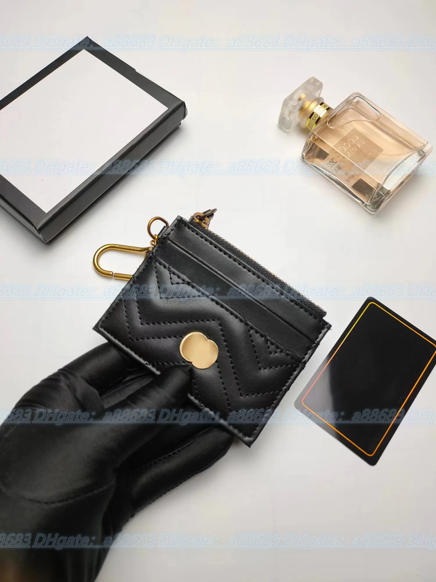 Luxurys Designers Card Holder Purse Key Famous Pouch Marmont dragkedja Plånböcker Modekort Hangbagmynt äkta män plånbok läder226q