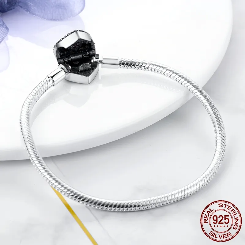 2022 Новый оригинальный дизайн браслеты из стерлингового серебра 925 пробы искрящаяся бабочка лапа сердце змея браслет-цепочка подходит для женщин с подвесками из бисера DIY 217e