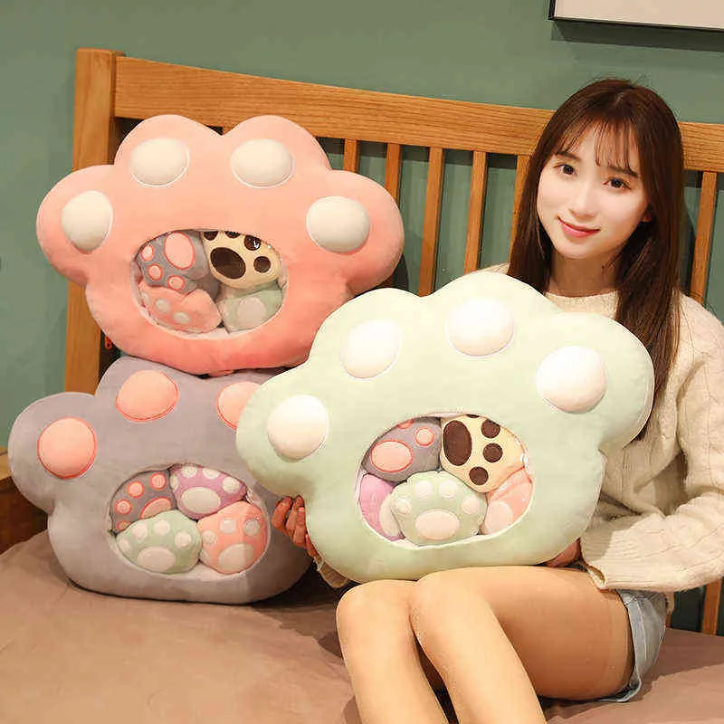 Kawaii a cat łapy pluszowe zabawki miękki wystrój poduszki poduszkę poduszką sofy nogi kreatywne prezenty dla dziewczyny J220704