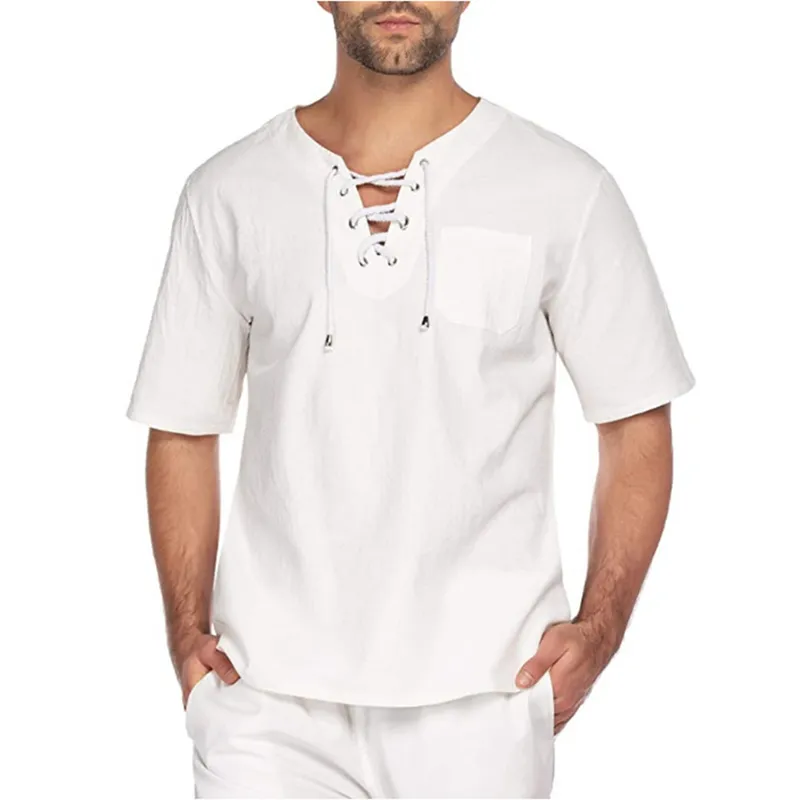 Summer Mens ShortSleeved Tshirt Cotton and Linen Led Casual Mens Tshirt Shirt Male Breathable S3XL 220521