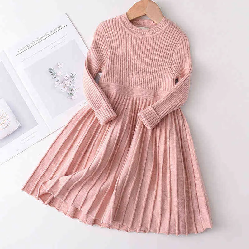 Melario Girls Casual Dress New Fashion Christmas Party Dresses Princess Cute Outfits Tröja Sticked Vestidos 2-6y Y220510