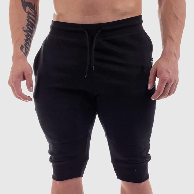 Mens Summer Workout Shorts Drawstring Joggers 34 Knälängd Bomullssport som kör Homme Bermuda Casual Short Sweatpants 220707