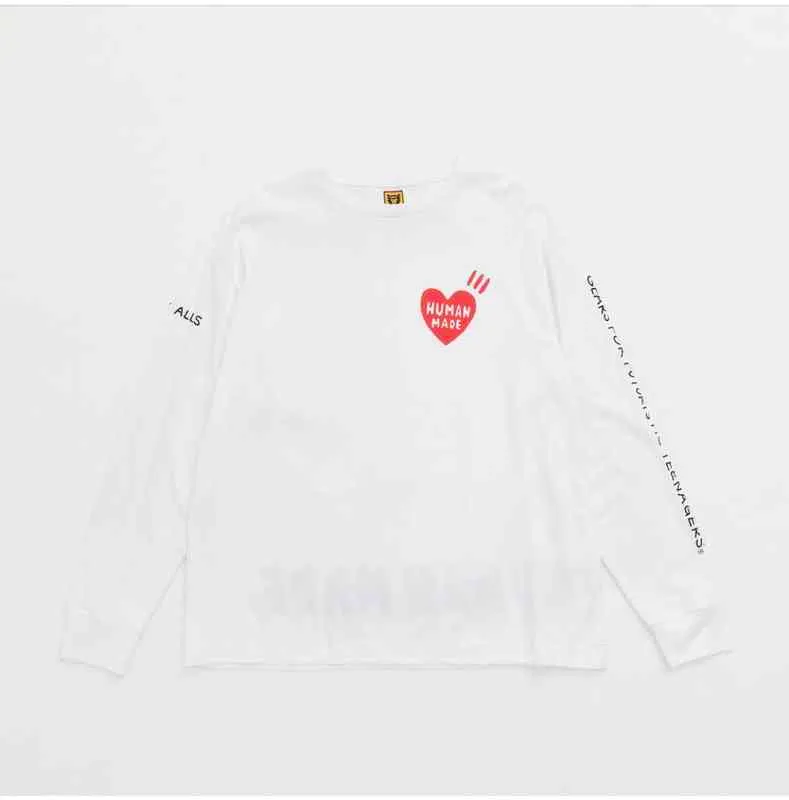 HUMAN MADE Harajuku Streetwear Футболки с длинными рукавами в японском стиле с сердцем T220808