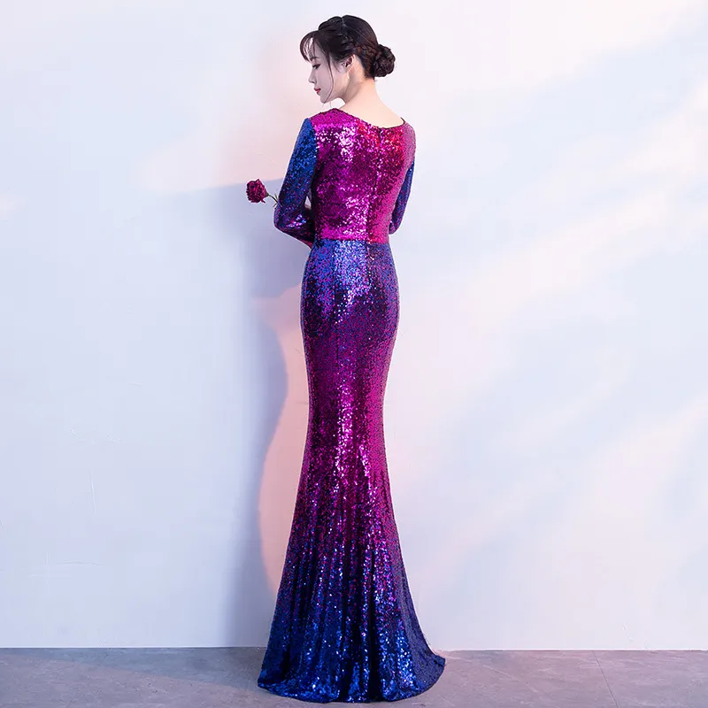 woman party night Sequined V-Neck Floor-Length evening dresses long prom dresses 276S