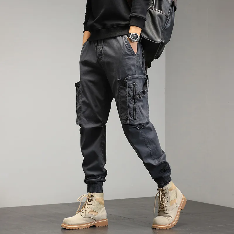 Herrlastbyxor Techwear Baggy Button Hip Hop Fashion Joggers Manliga byxor Streetwear Casual 220422