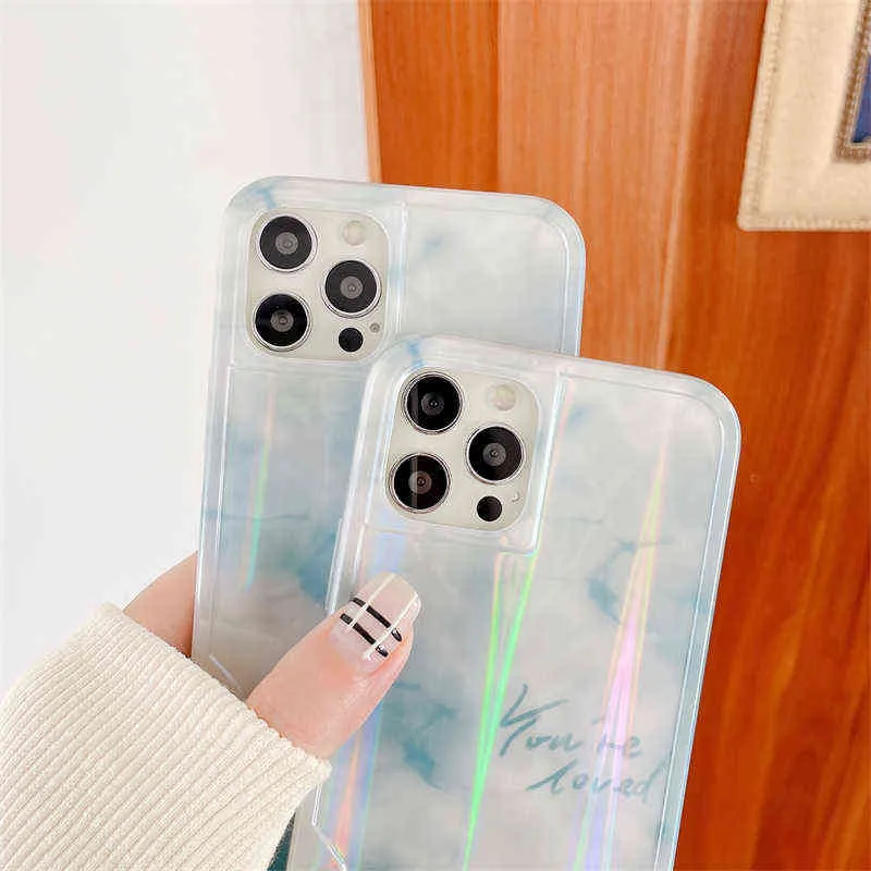 Fashion Art Ins Blue and white Clouds Gradient Phone Case For iPhone 13 12 11 Pro XS Max X XR 8 7 Plus personality Case AA22033622259