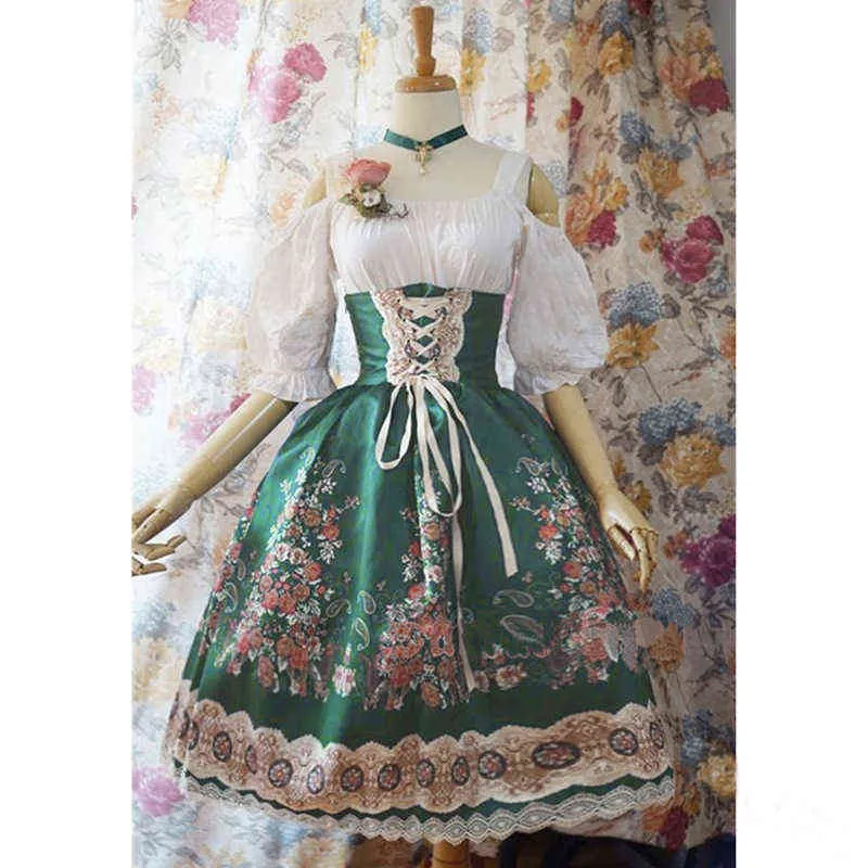 NXY Casual Sukienka Sukienka vintage Lato Cosplay Pokojówka Pałac Lolita Nadruk Wysoka talia Długi rękaw Koronka Wiktoriańskie Gotyckie Średniowieczne Odzież damska 0406