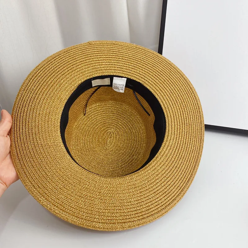 Braun Frau Stroh Hüte Sommer Vintage Outdoor Sonnenschutz Kappe Einfarbig Atmungsaktive Kappen Verband Breite Krempe Hats249S