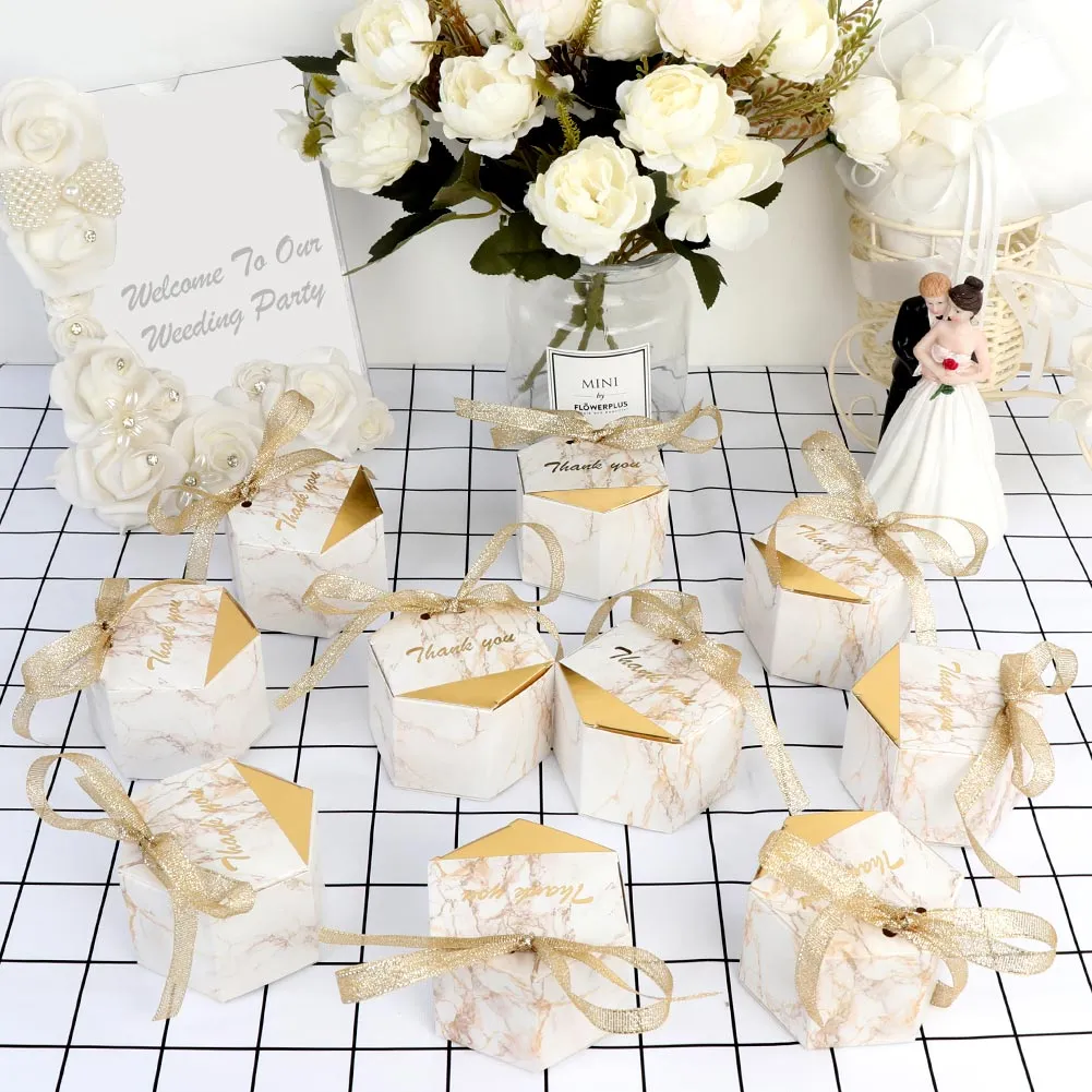 Scatole di caramelle in stile marmo da 100 pezzi Bomboniere creative e regali forniture feste gli ospiti Scatole regalo di ringraziamento in carta
