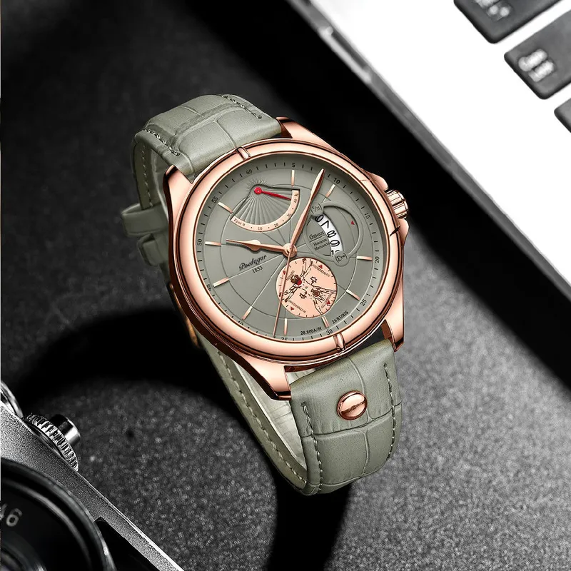 Swiss Brand POEDAGAR Men Watch Fashion Top Luxury Sport Men's Wristwatch Waterproof Luminous Leather Date Quartz Watches Man 200f