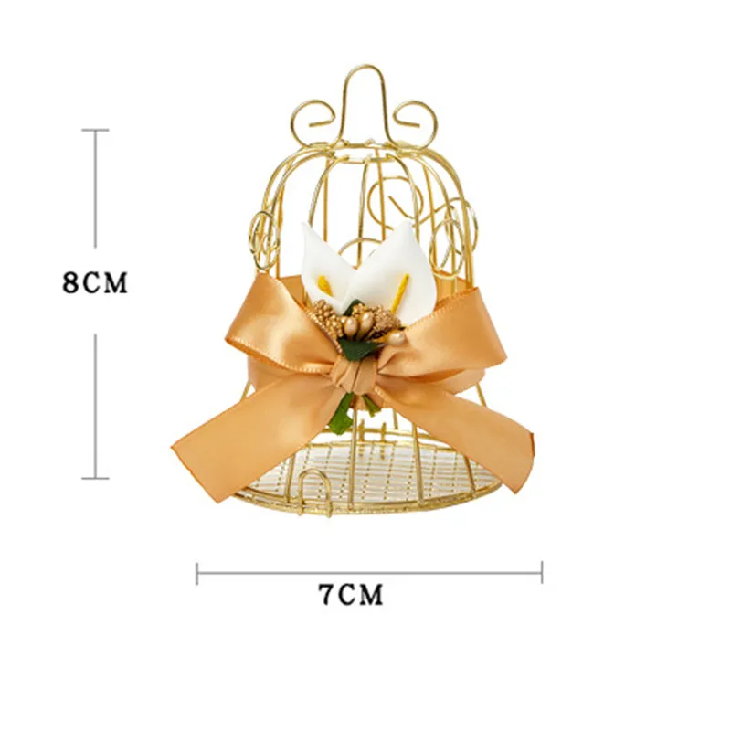 Mini metallo oro latta gabbia uccelli scatole di caramelle baby shower bomboniera confezione regalo gli ospiti omaggi di nozze festa di compleanno souvenir 220527